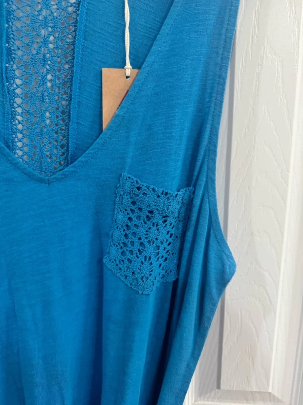 Women's Blue Sleeveless mini Dress - Picture 3 of 10